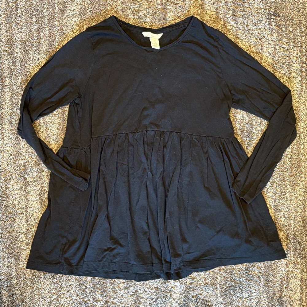 H&M Black Flowy Long Sleeve Top